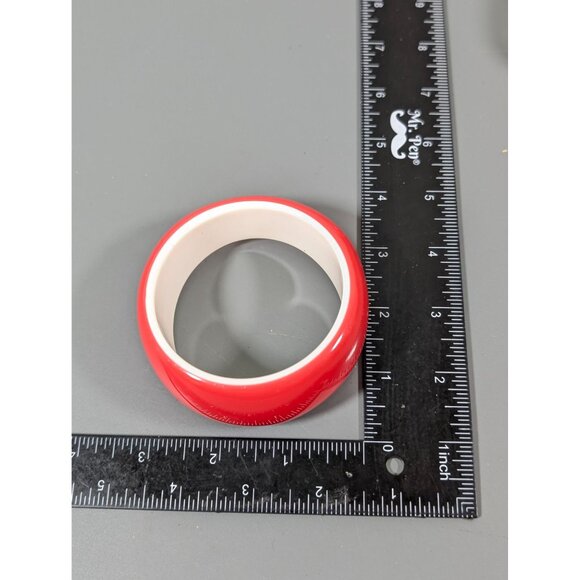 Vintage Asymmetrical Lucite Bangle Bracelet Pink White Bold Chunky 8" - Picture 7 of 7